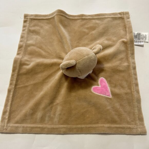 Baby Essentials Brown bear Plush Pink Heart Lovey Security Blanket - Picture 2 of 12